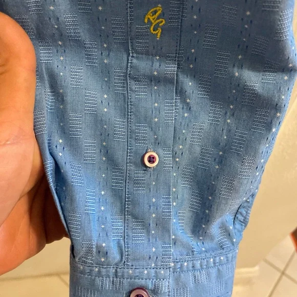 Robert Graham Fully Embroidered Light Blue Designer Dress Shirt Mens 2XLT TALL - Picture 9 of 16